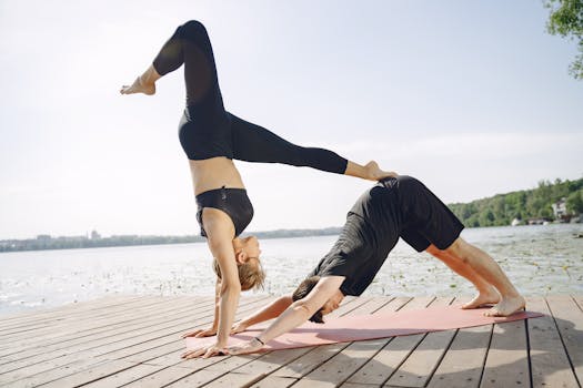 student practicing yoga outdoors