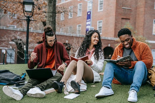 students exercising on a university campus