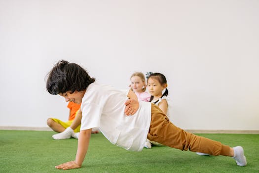 group of students exercising together