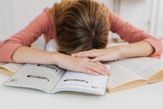 student taking a break while studying