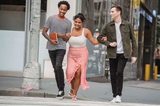 A student enjoying a brisk walk outdoors