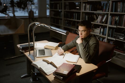 student studying late at night