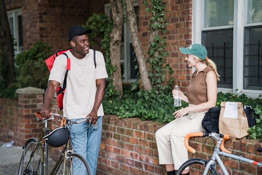 students taking a break outside