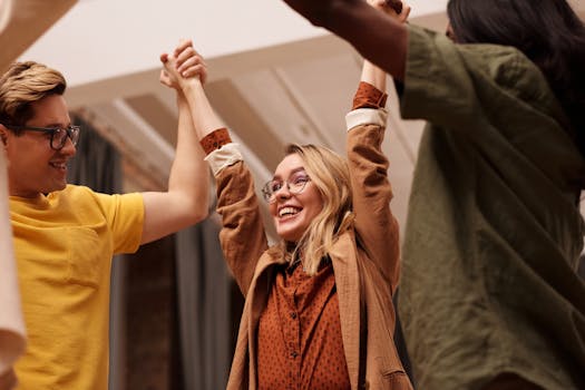 Image of a group of friends celebrating achievements