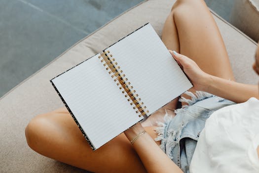 Image of a student relaxing with a gratitude journal