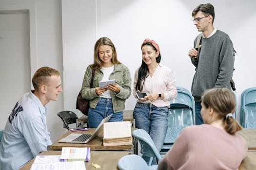 group of students discussing ideas