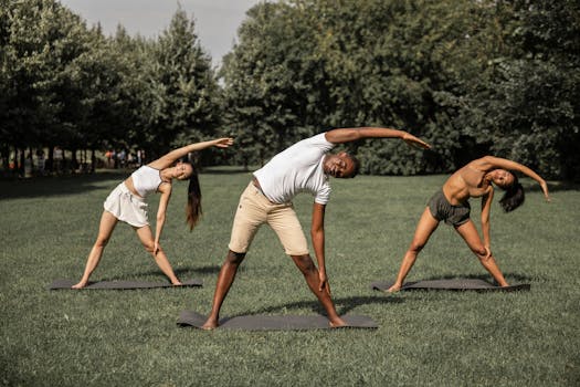 students practicing mindfulness in a park