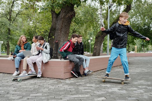 students relaxing in a park