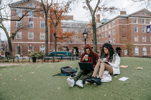 students studying together outdoors